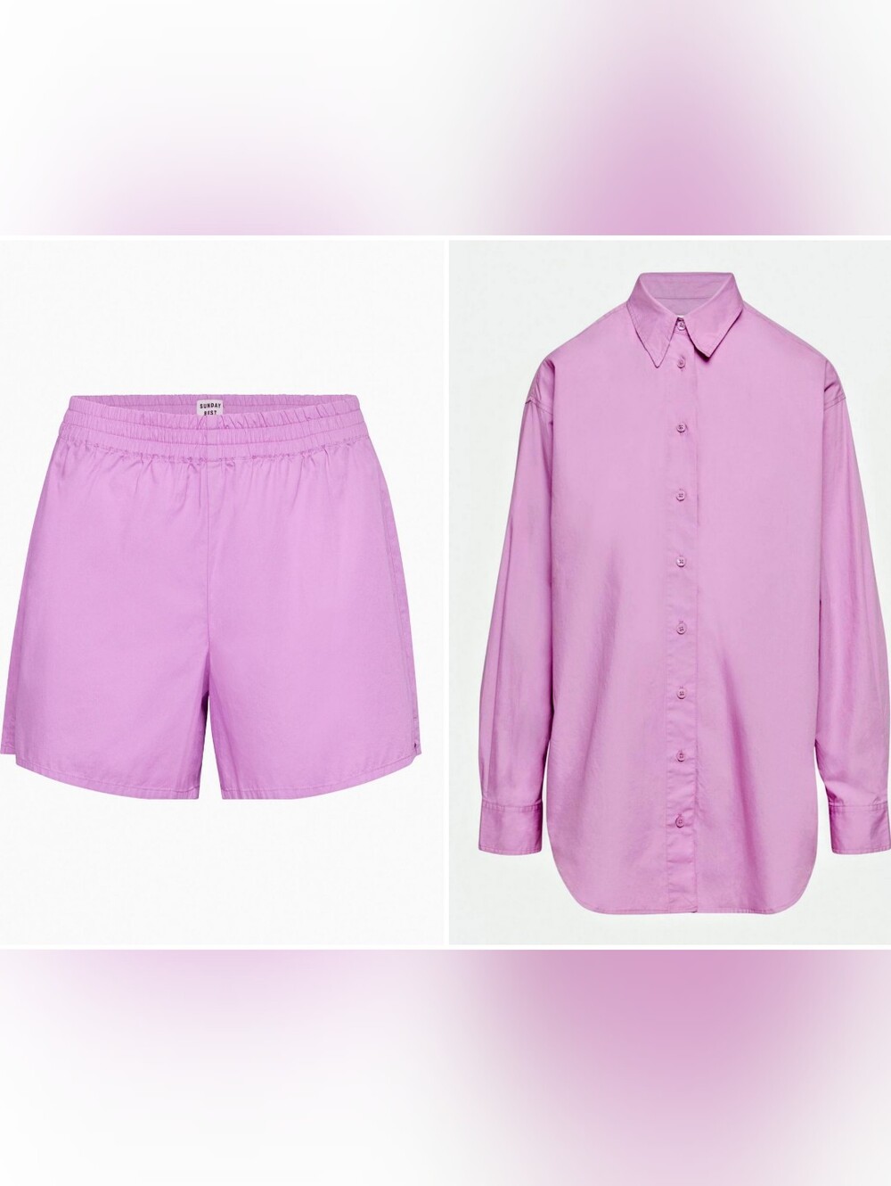 Aritzia Sunday Best Future Shirt & Eva 5" Short in Amethyst Lilac Matching Set